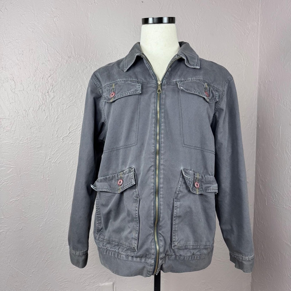 Vintage 90s/y2k Body Glove Gray Zip-Up Skater Surf Utility Jacket Men's L